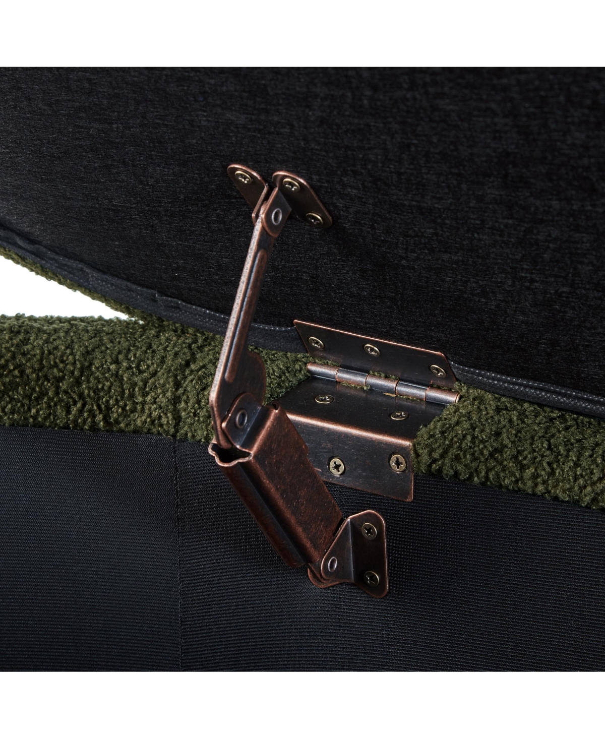 Boucle Fabric Ottoman Bench with Storage and Safety Hinge