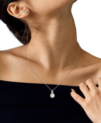 Cultured Freshwater Pearl (8-1/2mm) Birthstone 18" Pendant Necklace  in 18k Gold-plated Sterling Silver,18k Rose Gold-plated Sterling Silver or Sterling Silver