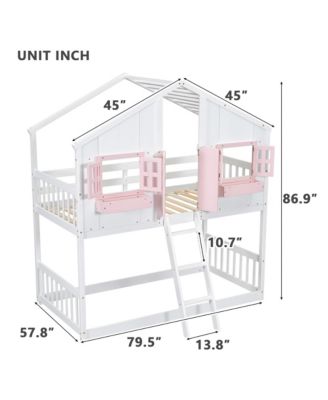 Streamdale Twin Loft House Bunk Bed with Roof and Accessories