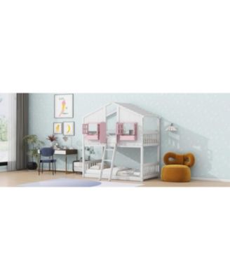 Streamdale Twin Loft House Bunk Bed with Roof and Accessories