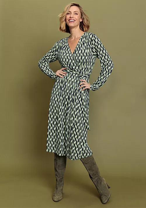 women's faux wrap a-line retro print dress