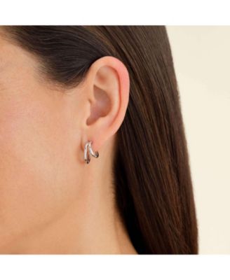 Double Hoop In Rhodium Plated Stainless Steel