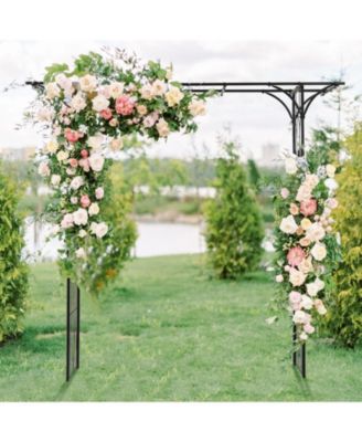 81 Inch Garden Arbor Metal Archway for Climbing Plants-Black
