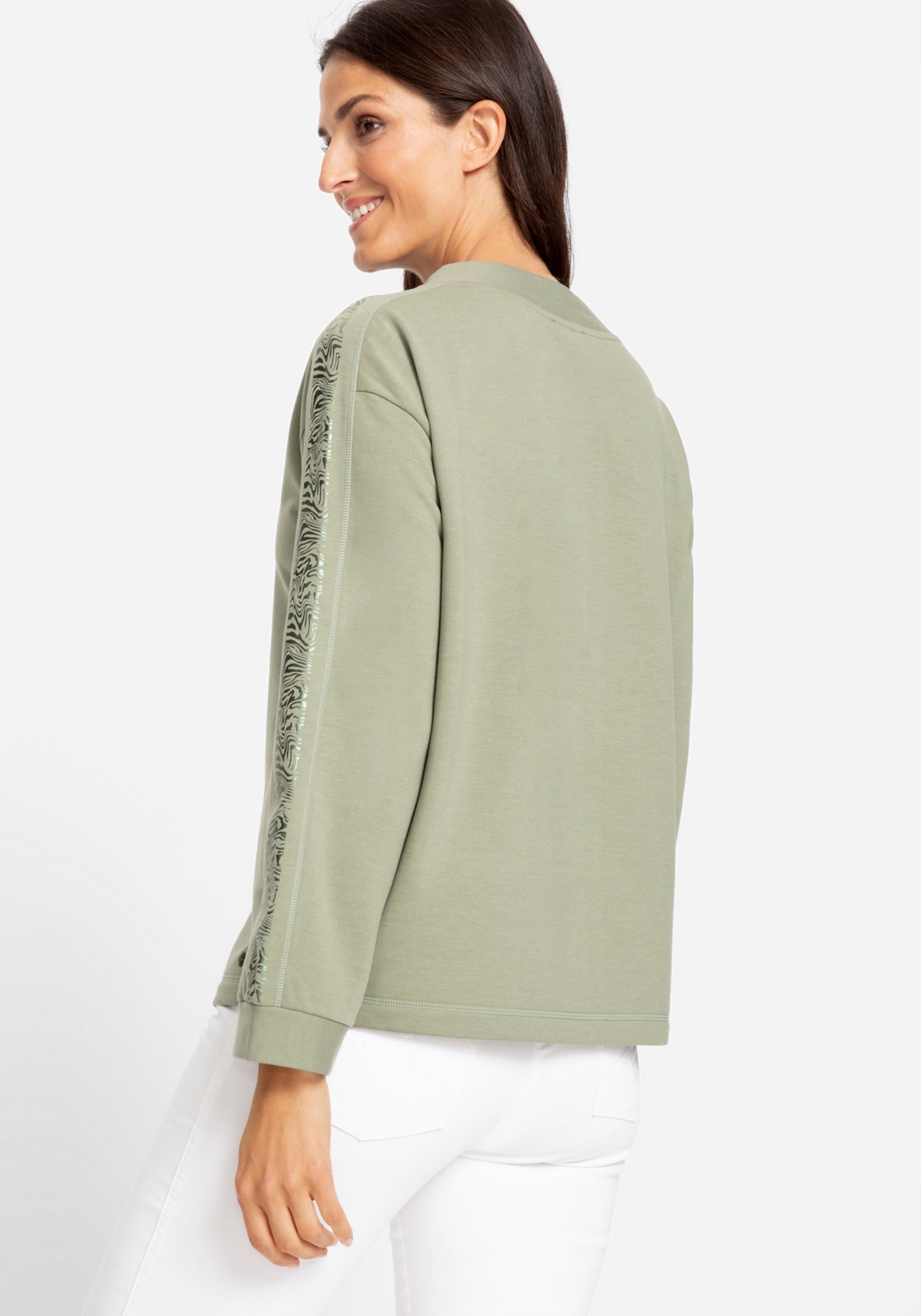 Olsen Women's Jersey Top with Embellished Sleeves