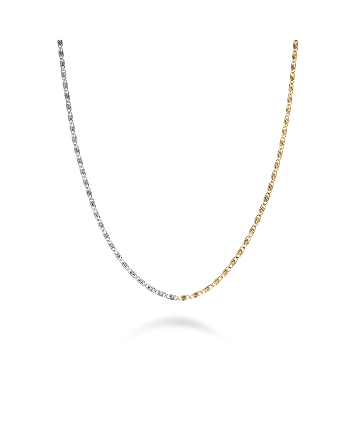 Two Tone Swirl Necklace In 14K Yellow Gold And Rhodium Plated Stainless Steel - Gold