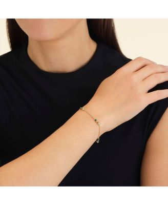 Emerald Dotted Bracelet In 14K Yellow Gold Plated Stainless Steel