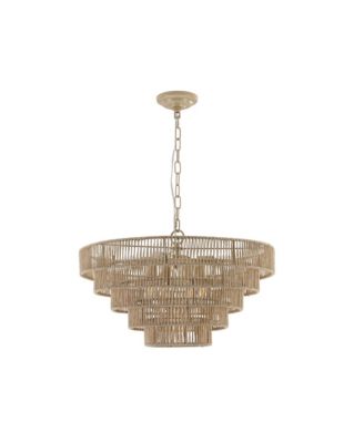 Streamdale Woven Bohemian Rattan Pendant Light with 5-Tier Chandelier