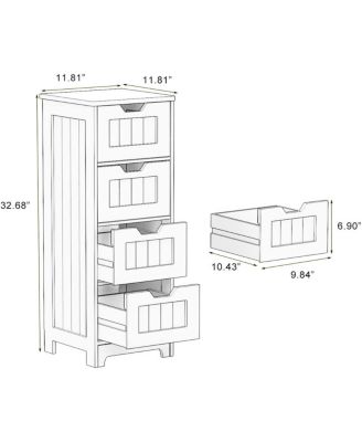 White 4-Drawer Storage Cabinet for Bathroom, Living Room, Kitchen