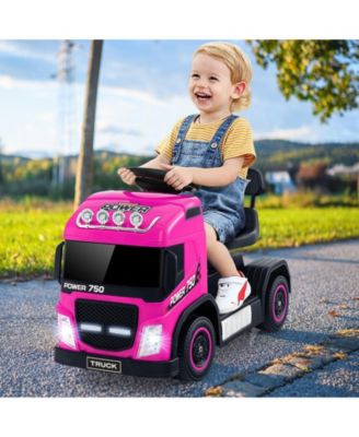 6V Kids Electric Ride-on Truck with Height Adjustable Seat-Pink