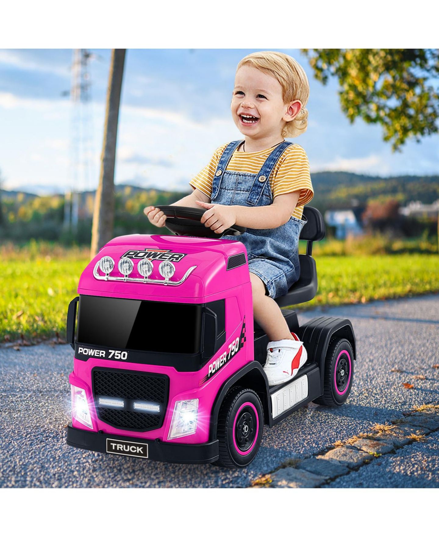 Детская игрушка VEBREDA 6V Electric Ride-On Truck with Height-Adjustable Seat & LED Lights, Ages 3+, цвет: Розовый — фото 5