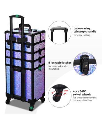Mermaid Purple 4in1 Rolling Makeup Train Case Cosmetic Organizer Wheel