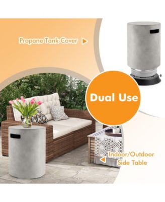 Outdoor Weather Resistant Tank Hideaway Table Fits Standard 20 LBS Propane Gas Tank for Fire Pits