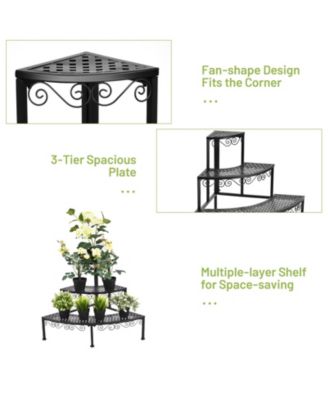3-Tier Corner Metal Flower Ladder Plant Stand