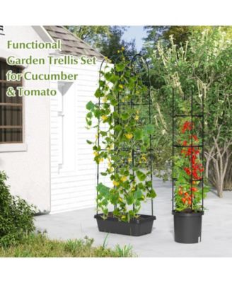 2 Pack Garden Planters with Trellis Cucumber Trellis Tomato Cage