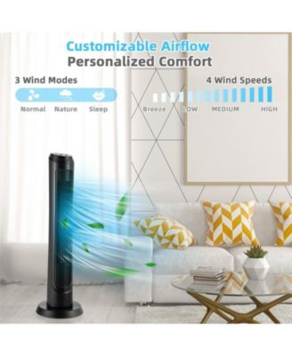 40 Inch Tower Fan with Remote 75&deg; Oscillating Fan with 3 Wind Modes and 4 Wind Speeds-Black