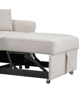 Chenille Convertible Sleep Chair, 3-in-1 Lounger to Bed