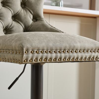 Set of 2 Adjustable PU Bar Stools with Comfy Backs