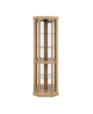Corner Glass Curio Cabinet with Light