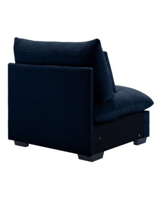 Blue Corduroy Deep Seat Sofa Chair with Pillow