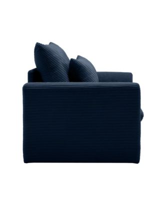 Blue Corduroy Deep Seat Sofa Chair with Pillow