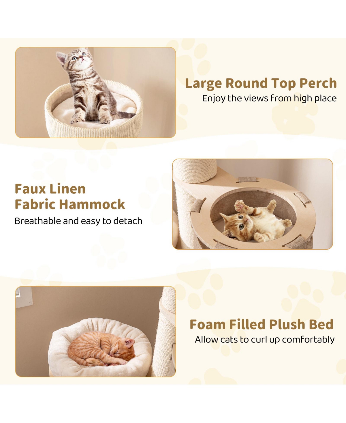 Sugift Inches Cat Tree for Indoor Cats with 2-stoery Condo and Top Perch- Natural