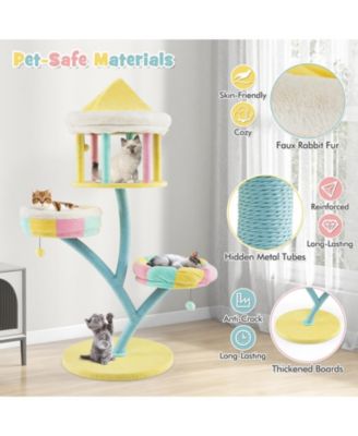 Multi-Layer Cat Tree with 2 Removable Perches Scratching Posts-Color