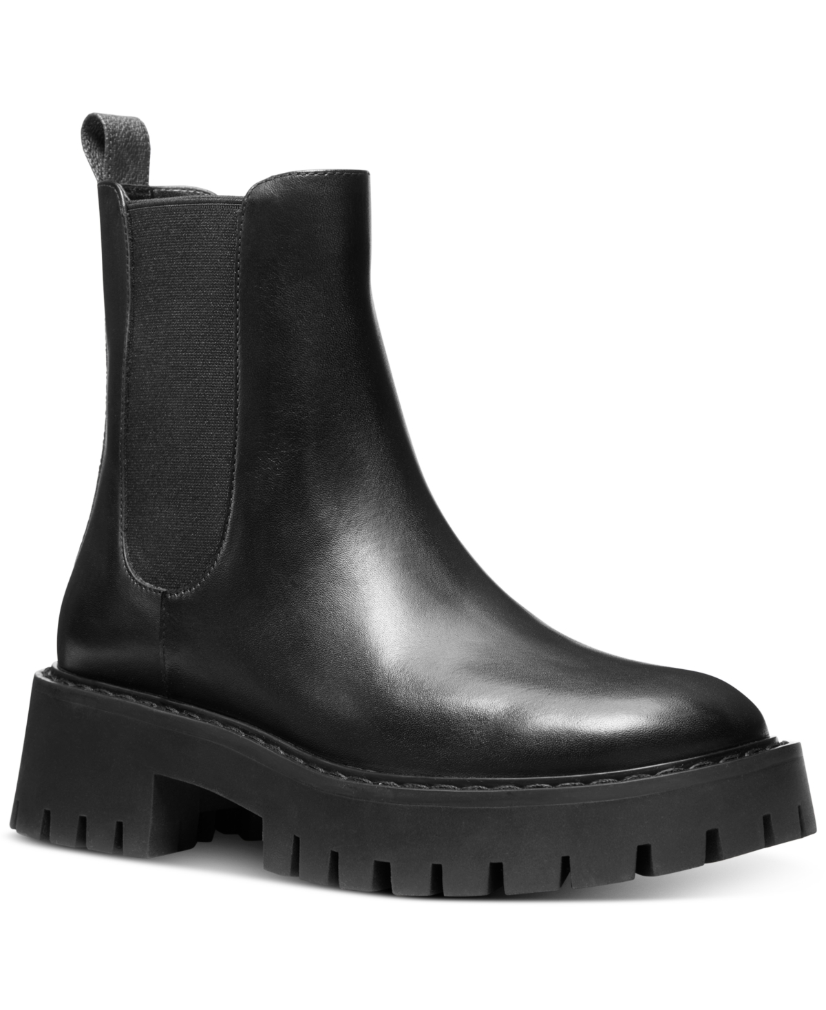 Michael Michael Kors Women's Asher Leather Lug Ankle Booties - Black