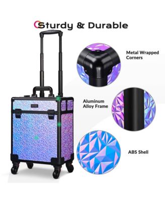 Rolling Makeup Train Case Cosmetic Trolley Organizer Mermaid Purple