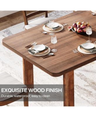 Wood Dining Table for 4-6 People, 63-Inch Farmhouse Kitchen Table with Solid Wood Legs, Rectangular Dinner Table