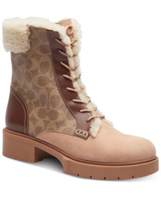 COACH Women's Leighton Signature Shearling Booties - Macy's