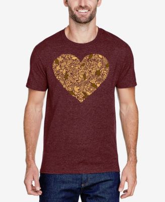 Men's Cotton/Poly Blend Word Art T-Shirt - Fall Vibes Heart