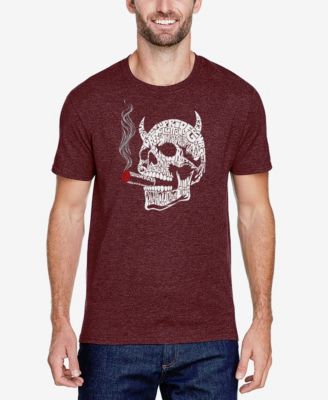 Men's Cotton/Poly Blend Word Art T-Shirt - 7 Deadly Sins Skull