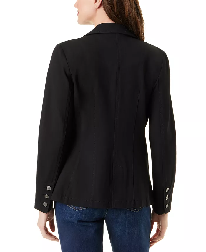 Women's Denim One-Button Blazer - thumbnail 9