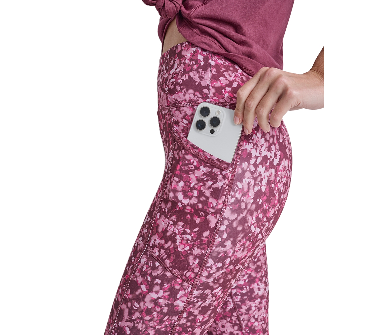 Shop Dkny Sport Women's High-rise Printed 7/8 Leggings In Burgundy Floral