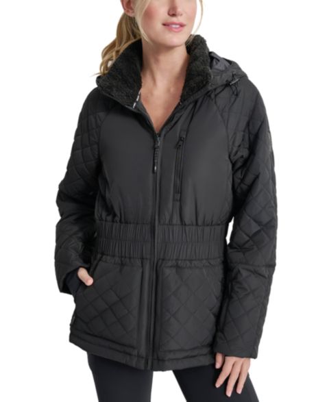 Женские куртки DKNY Quilted Elastic-Waist Hooded Zipper Jacket