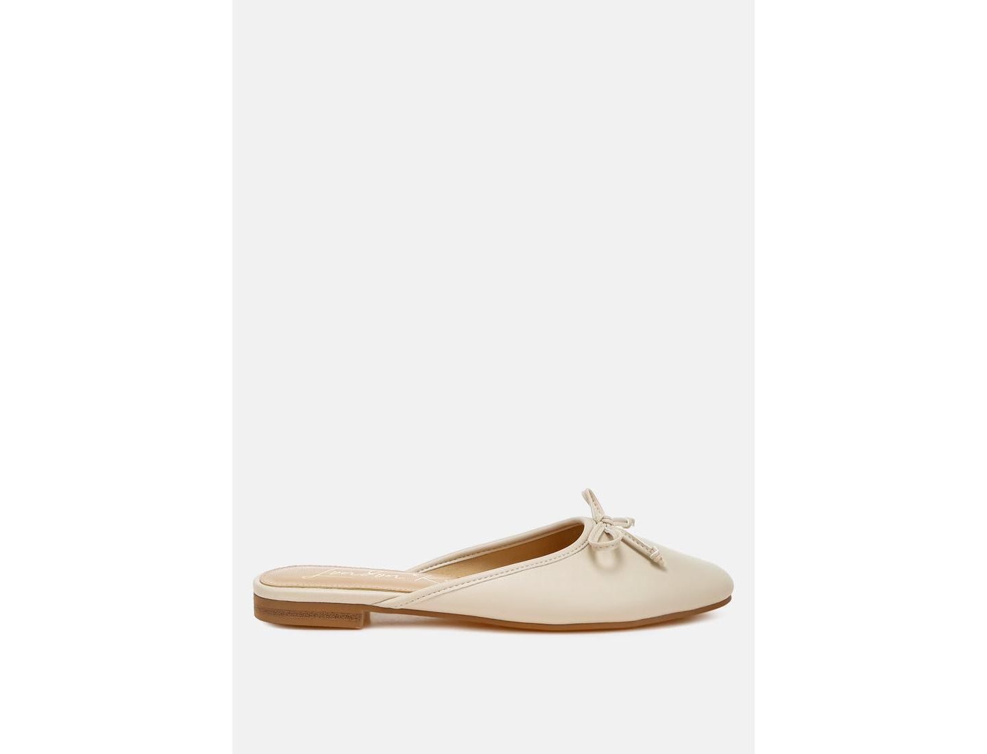 Женские сабо London Rag Eras Bow Slip-On Flat Mules, цвет: Бежевый — фото 1