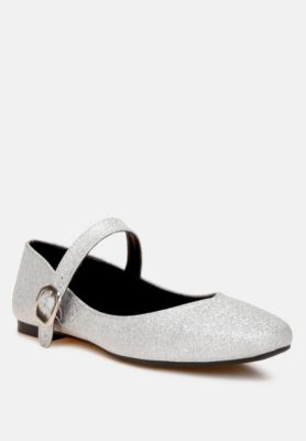 Womens Herma Glitter Pin Buckle Ballerinas