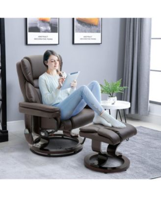 Massage Recliner Chair with Ottoman, 360 Swivel Recliner and Footstool
