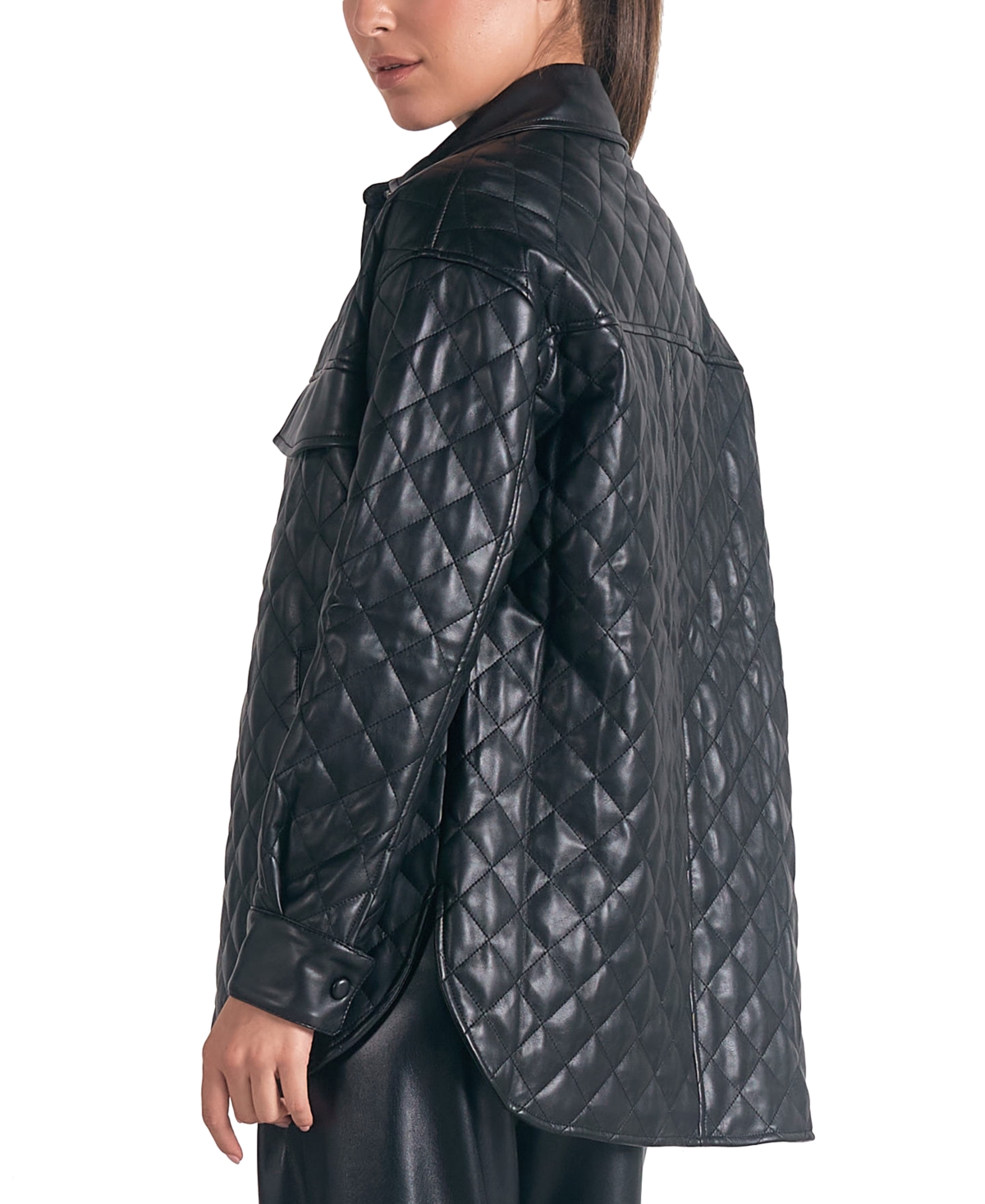 ELAN WOMEN'S COLLARED DIAMOND-QUILTED LONG-SLEEVE JACKET 