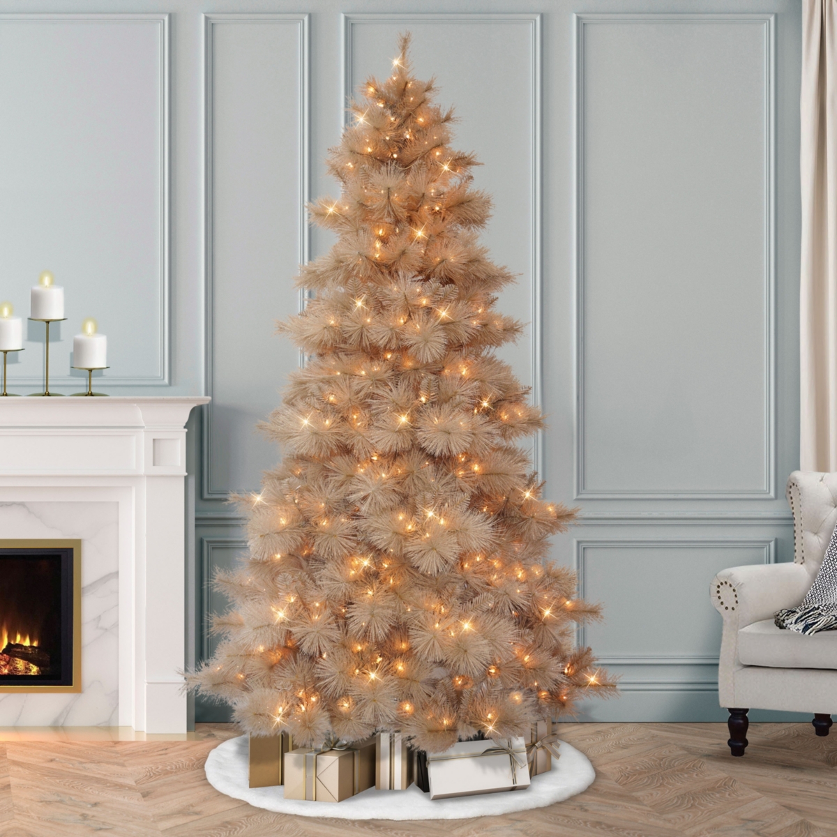 Puleo 7.5-ft. Essex Fir Tree With 500 Clear Lights & Stand In Brown