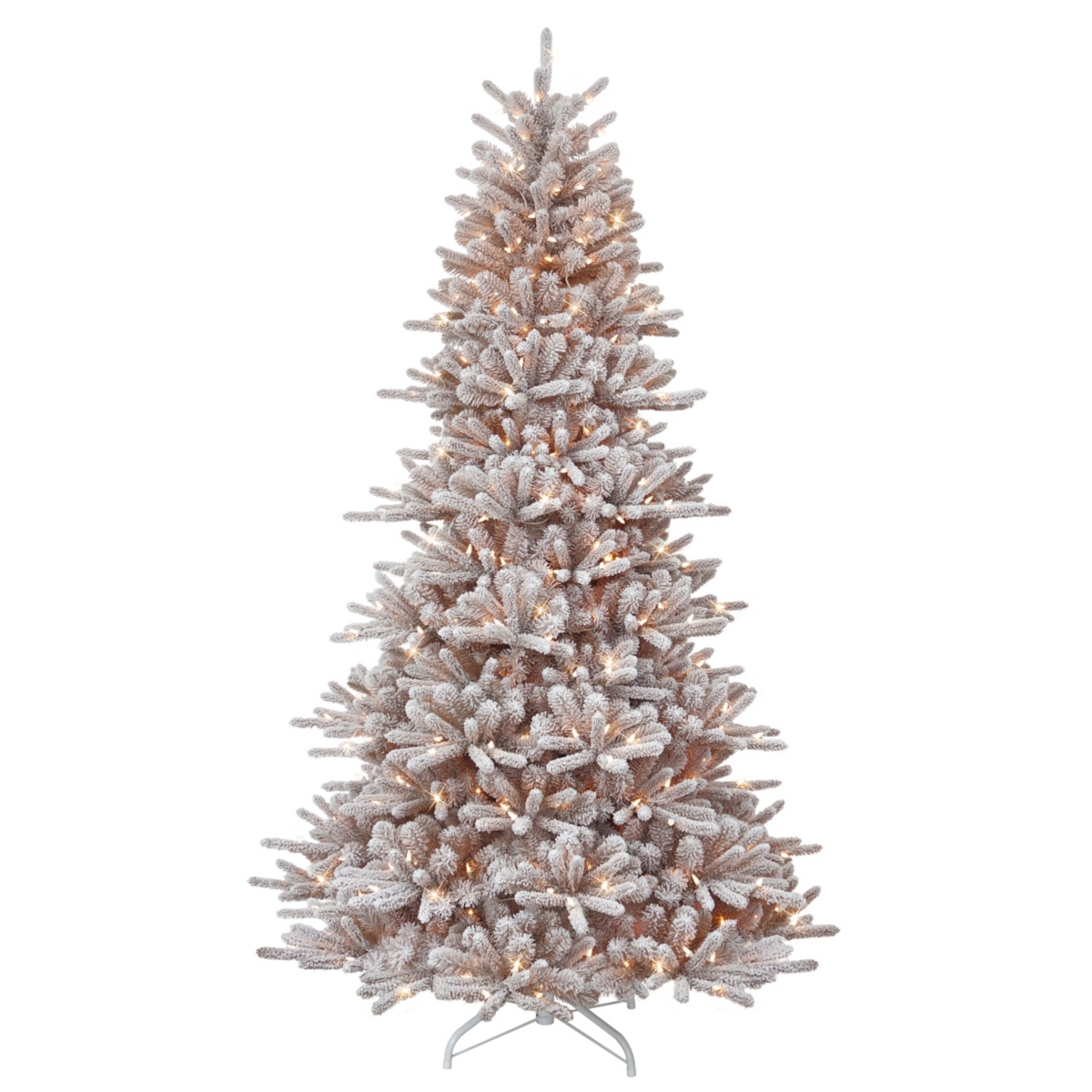 Puleo 7.5-ft. Snowy Bennington Fir Tree With 500 Clear Lights & Stand In Brown