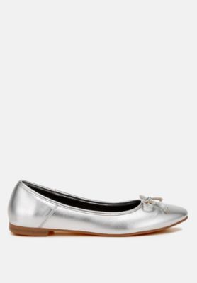 Womens Ipara Bow Detail Metallic Ballerinas