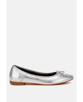 Womens Ipara Bow Detail Metallic Ballerinas