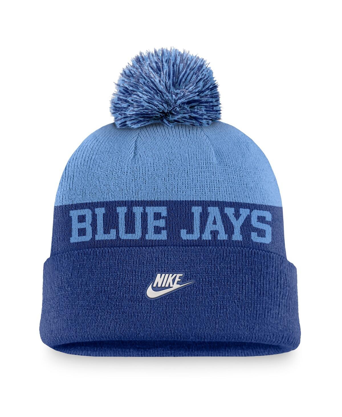 Nike Men'sToronto Blue Jays Rewind Peak Cuffed Knit Hat with Pom - Royal