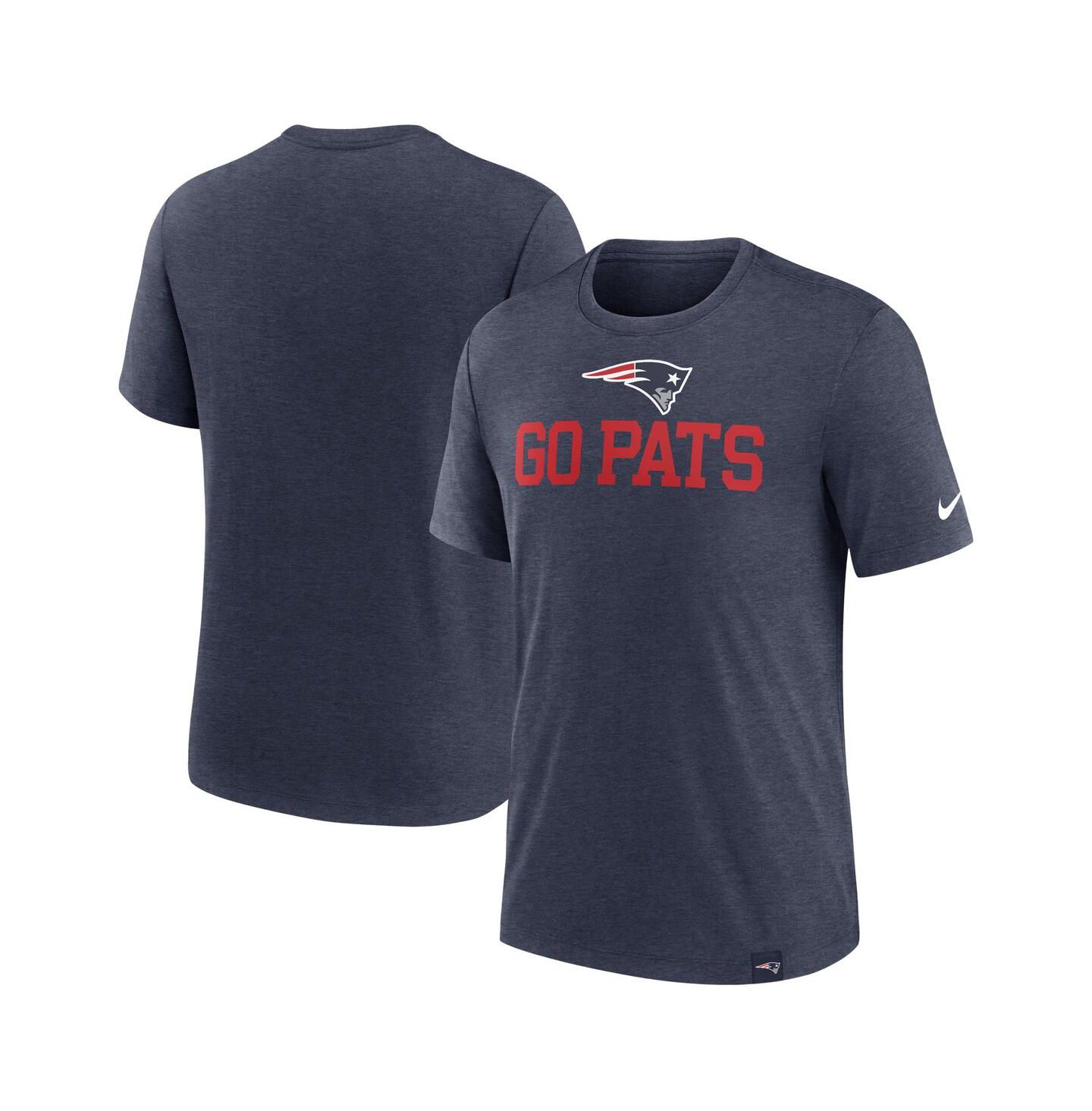 Мужская футболка Nike Heather Navy New England Patriots Blitz Tri-Blend — фото 1