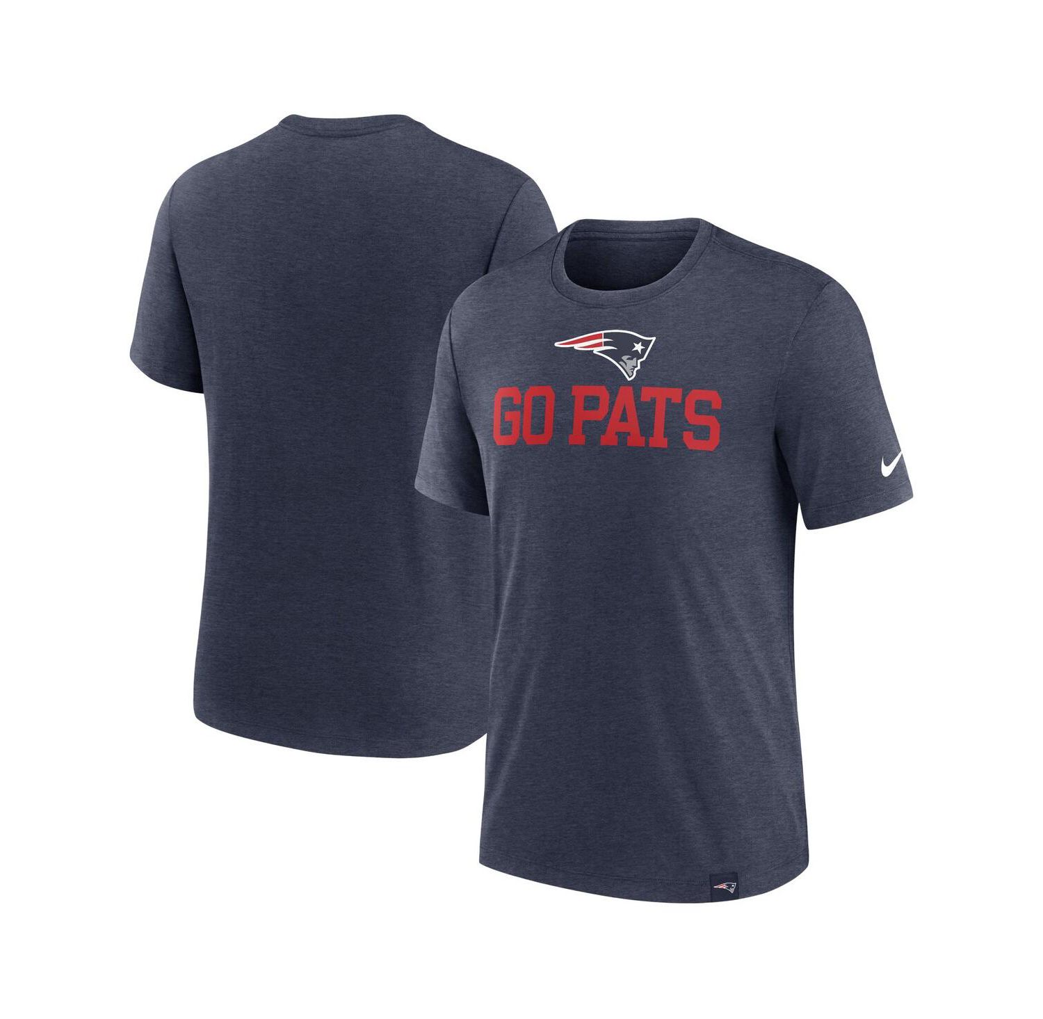 Men's Heather Navy New England Patriots Blitz Tri-Blend T-Shirt