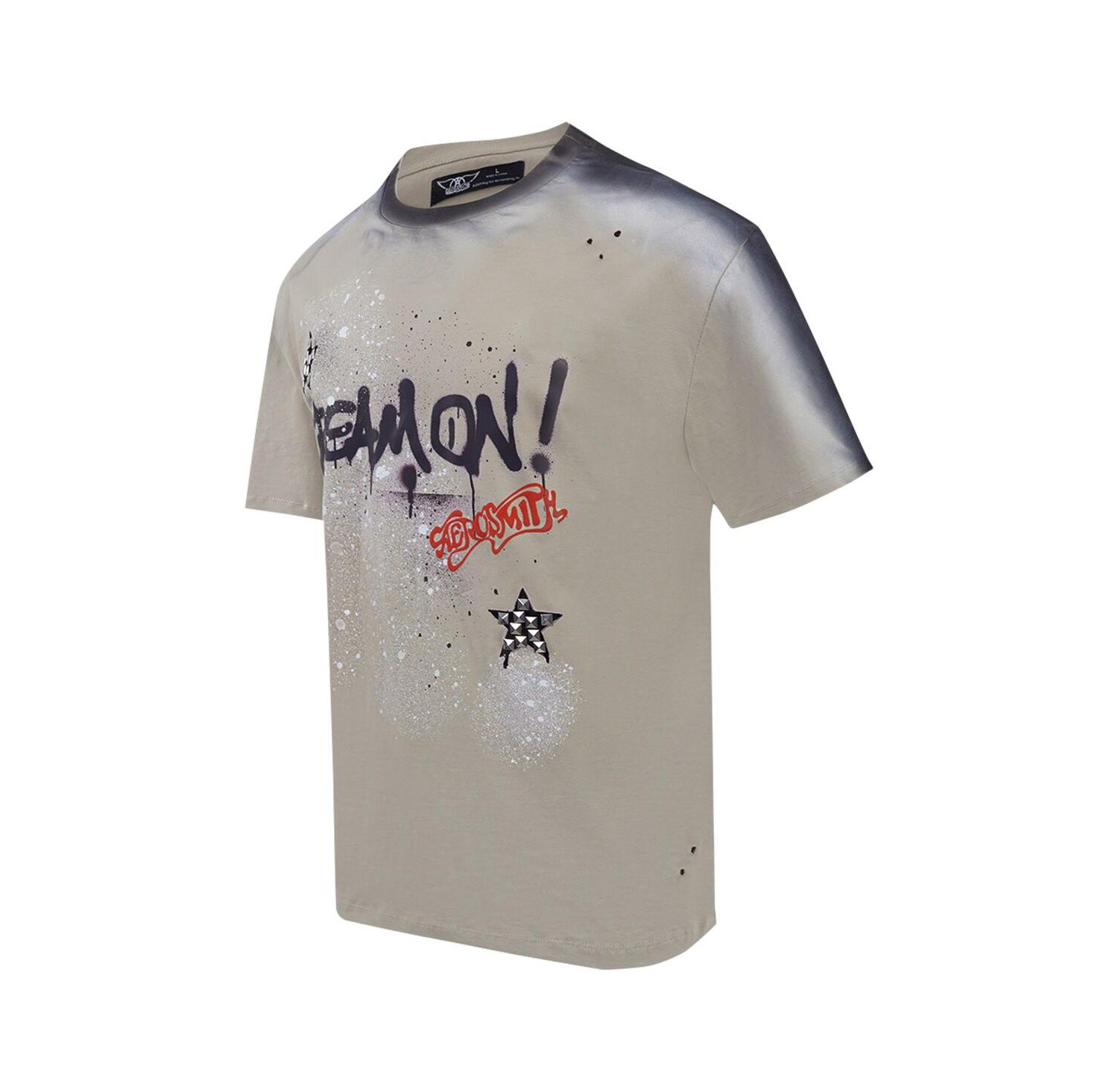 Men's Tan Aerosmith Sprayed Dream On Loose T-Shirt