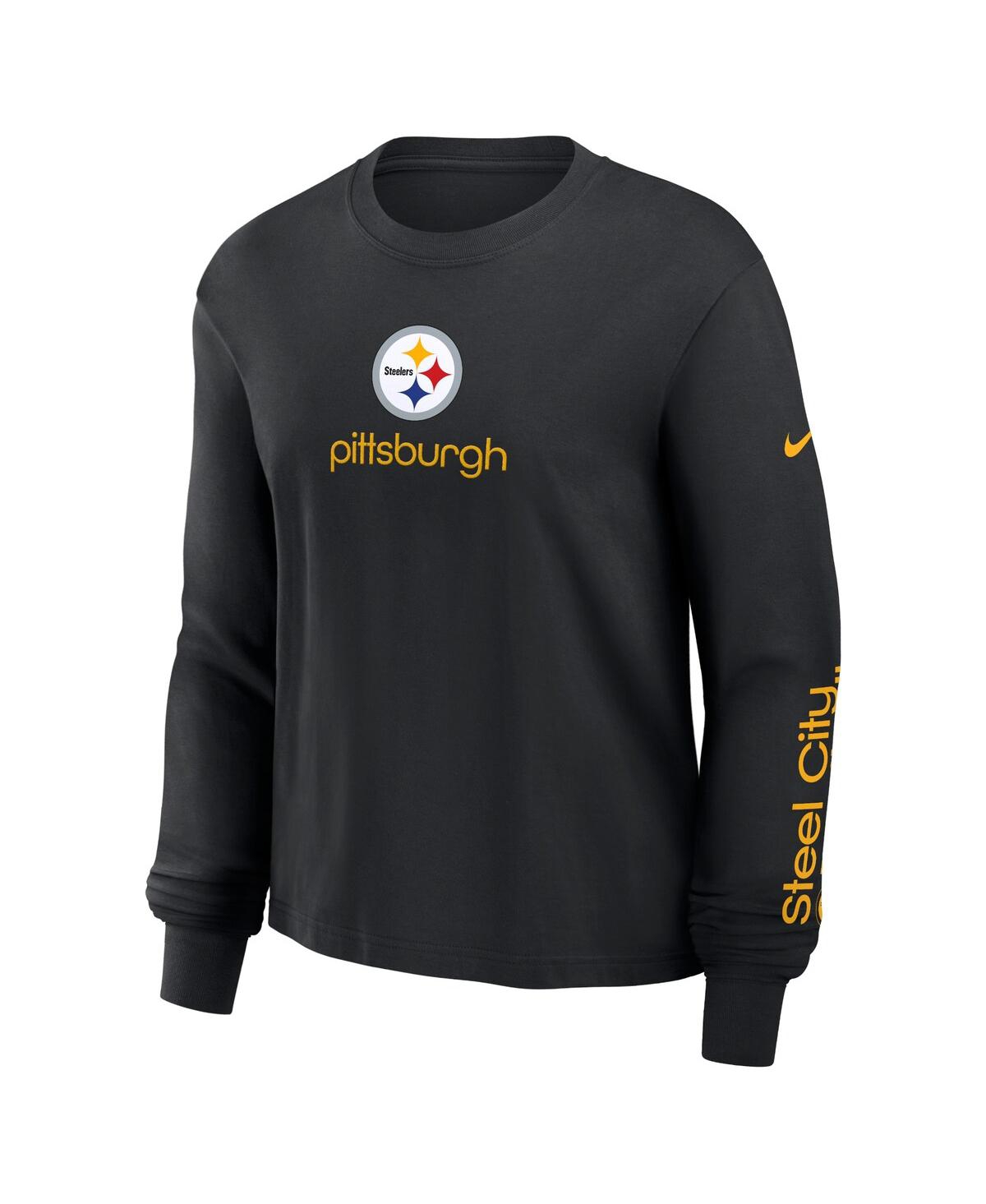 Nike Women'sPittsburgh Steelers Boxy Long Sleeve T-Shirt - Black