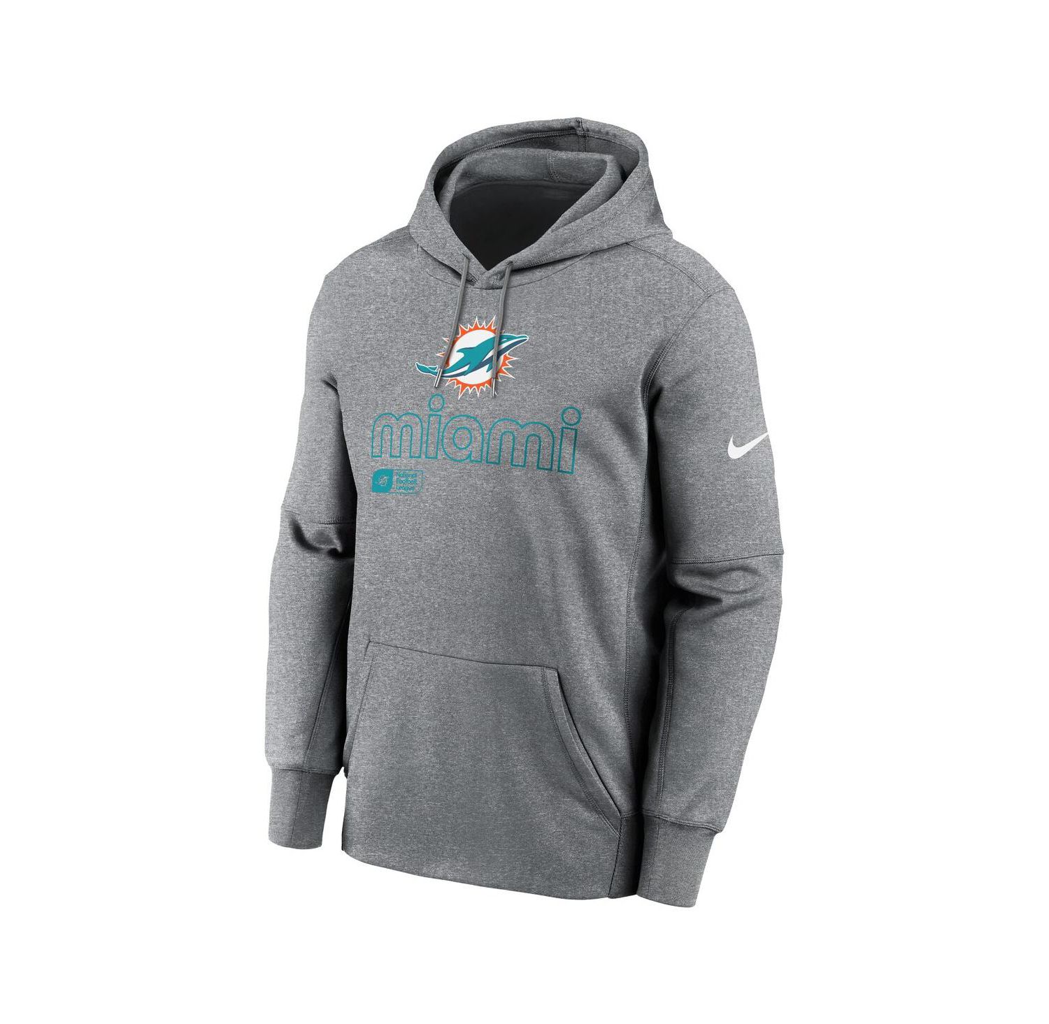 Men's Heather Gray Miami Dolphins Big & Tall Performance Pullover Hoodie