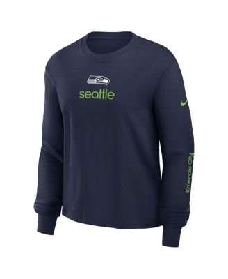 Women's College Navy Seattle Seahawks Boxy Long Sleeve T-Shirt